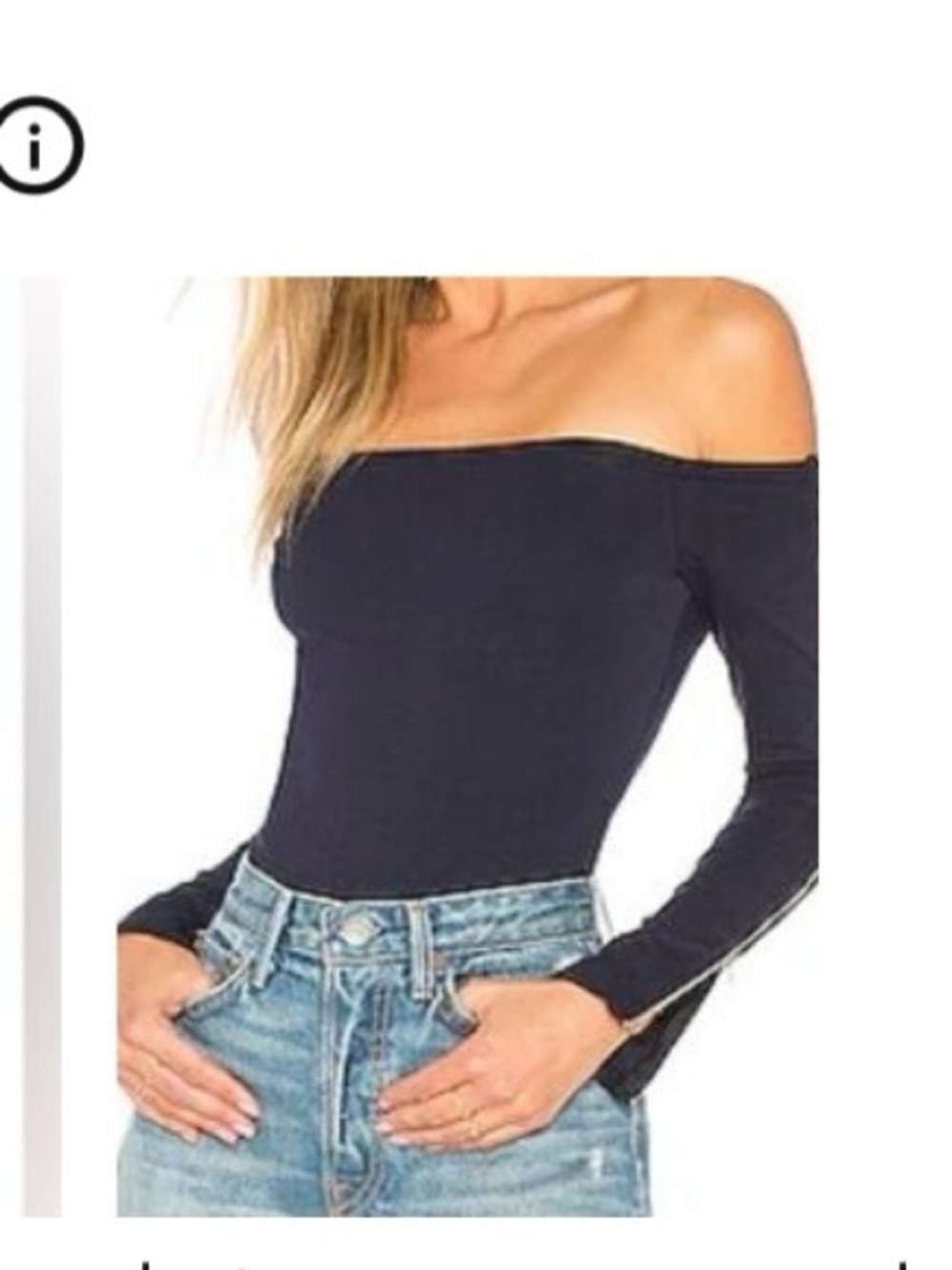 superdown Navy Off-Shoulder Long Sleeve Bodysuit